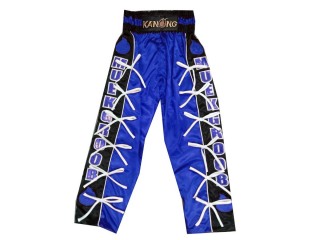 Custom kick boxing trousers with name : KNPANTS-005-Blue-Black