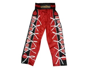 Custom kick boxing trousers with name : KNPANTS-005-Red-Black