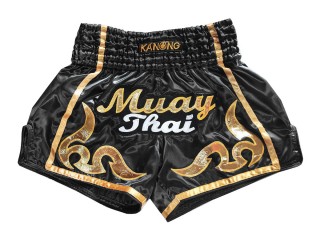 Thailand Retro Muay Thai Shorts : KNSRTO-232-Black
