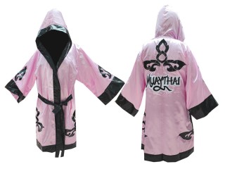 Personalized Muay Thai Fight Robe costume with hood : 143-Pink