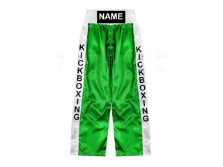 Custom kick boxing trousers with name : KNPANTS-001-Green