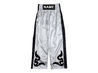 Custom kick boxing trousers with name : KNPANTS-002-White