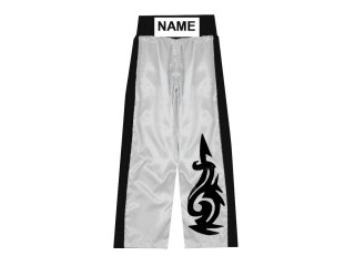 Custom kick boxing trousers with name : KNPANTS-003-White