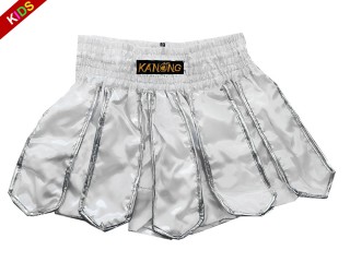 Kanong Kids Muay Thai Shorts : KNS-139-White-K