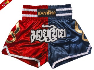 Kanong Kids Muay Thai Shorts : KNS-143-Red-Navy-K