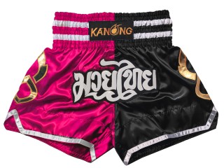 Muay Thai Boxing Shorts : KNS-143-Rose-Black
