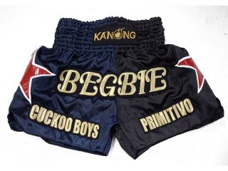 Custom-designed Muay Thai Shorts : KNSCUST-1264-Navy-Black