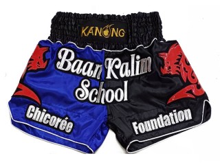 Custom-designed Muay Thai Shorts : KNSCUST-1277-Blue-Black