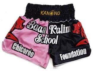 Custom-designed Muay Thai Shorts : KNSCUST-1277-Pink-Black