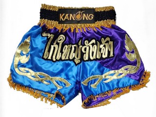 Custom-designed Muay Thai Shorts : KNSCUST-1292-Skyblue-Purple