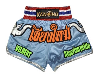 Custom-designed Muay Thai Shorts : KNSCUST-1295-LightBlue