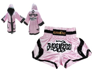 Custom Boxing Robe + Muay Thai Shorts : 143-Pink