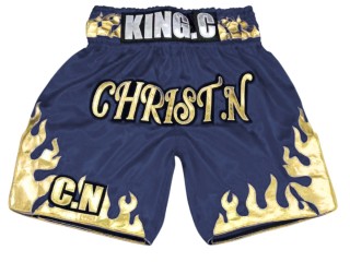 Custom Boxing Shorts with name : KNBXCUST-2070-Navy