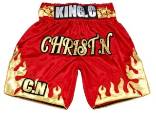 Custom Boxing Shorts with name : KNBXCUST-2070-Red