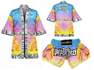 Custom Boxing Robe + Muay Thai Shorts with name : SET-508