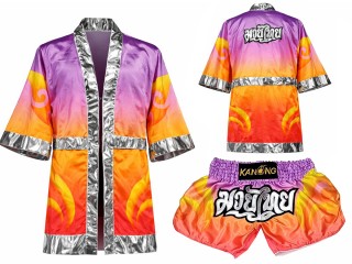 Custom Boxing Robe + Muay Thai Shorts with name : SET-509