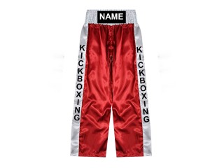 Personalised kick boxing trousers with name : KNPANTS-001-Red