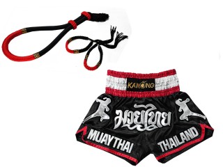 Mongkol Prajead set with Muay Thai Shorts : Mongkol-ThaiStyle-Black-Red-133-Black