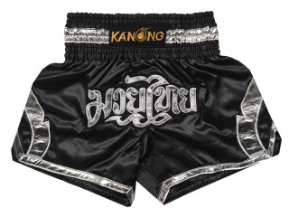 Muay Thai pants : KNS-144-Black-Silver