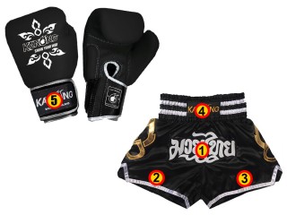 Bangkok Gift - Real Leather Muay Thai Gloves with name and Custom Muay Thai Shorts
