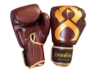 Kanong Muay Thai Gloves : "Thai Kick" Maroon-Gold