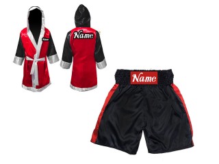 Custom Fighter Gown + Boxing Shorts : Black/Red