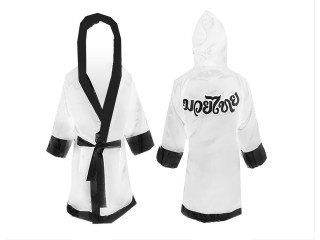 Customize Muay Thai Fight Robe Costume : KNFIR-001-White