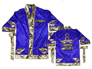 Custom Muay Thai Boxing Robe : KNFIRCUST-001-Blue