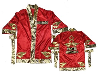 Custom Muay Thai Robe : KNFIRCUST-001-Red-Gold