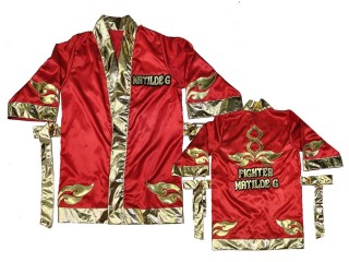 Custom Muay Thai Boxing Robe : KNFIRCUST-001-Red-Gold