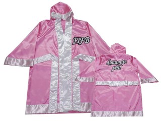 Custom Womens Muay Thai Boxing Robe with hood : KNFIRCUST-002-Pink