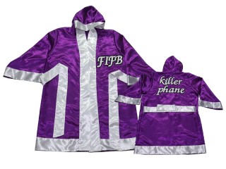 Custom Muay Thai Boxing Robe with hood : KNFIRCUST-002-Purple