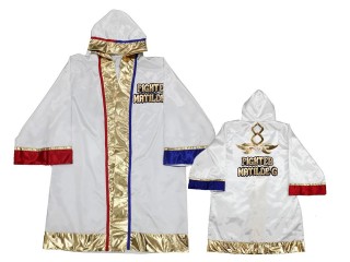 Custom Muay Thai Fight Robe : KNFIRCUST-003 White