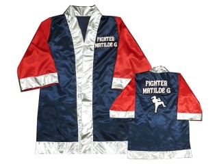 Custom Kanong Muay Thai Fight Robe : KNFIRCUST-004 Navy and Red