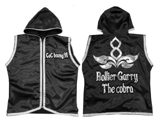 Custom Muay Thai walkout jackets : KNHODCUST-001-Black-Silver