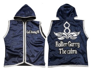 Customize Muay Thai Hoodle : KNHODCUST-001-Navy-Silver