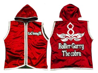 Custom Boxing walkout jackets : KNHODCUST-001-Red-Silver