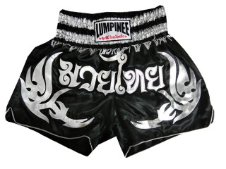 Muay Thai Boxing Shorts for young children : LUM-050-Black-Silver-K