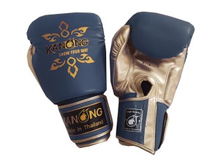 Kanong Muay Thai Gloves for Kids : "Thai Power" Navy/Gold