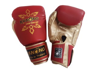 Kanong Muay Thai Gloves for Kids : "Thai Power" Red/Gold