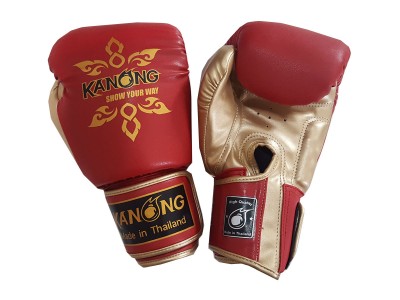 Kanong Muay Thai Gloves : "Thai Power" Red/Gold