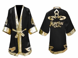 Customize Kanong Muay Thai Fight Robe costume: Black Lai Thai
