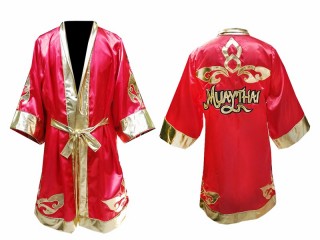 Custom Kanong Muay Thai Fight Robe : Red Lai Thai