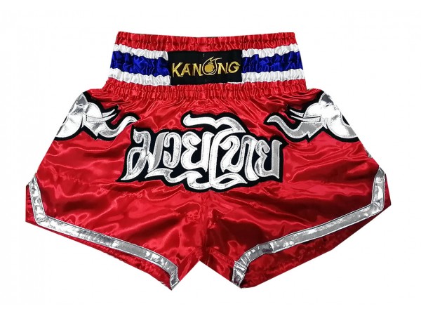 Muay Thai Kickboxing Shorts : KNS-125-Red