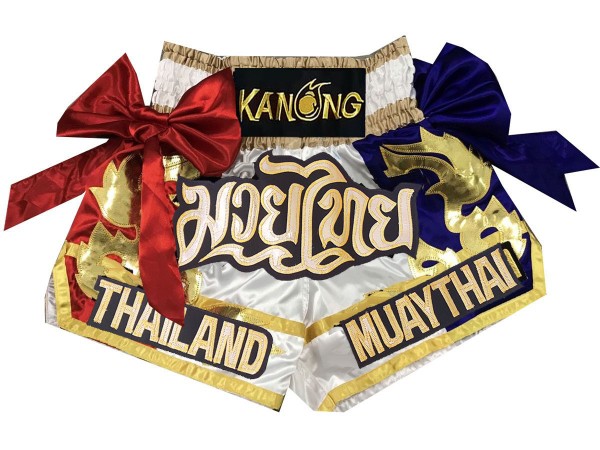 Muay Thai Boxing Shorts : KNS-128-White