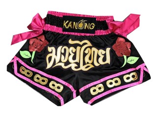Muay Thai Boxing Shorts : KNS-129-Black