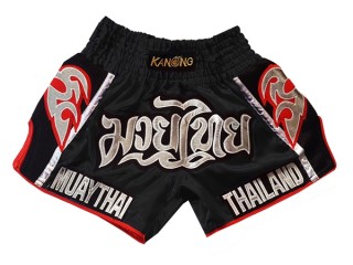 Muay Thai Boxing Shorts for Kids : KNSRTO-207-Black