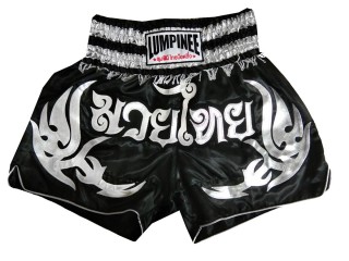 Lumpinee Mens Muay Thai Boxing Shorts : LUM-050-Black-Silver