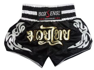 Black Thailand Muay Thai Boxing Shorts : BXS-095