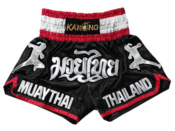 Muay Thai Boxing Shorts : KNS-133-Black